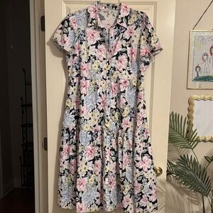 Crown & Ivy Black Floral Midi Dress